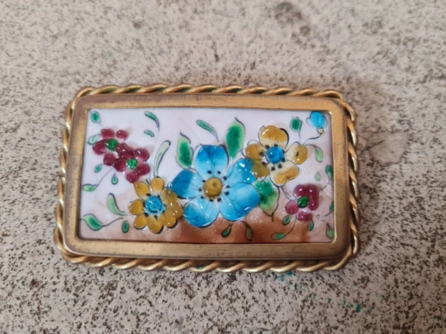 Broche ancienne en micro-mosaïque italienne - vintage - Montres & Bijoux