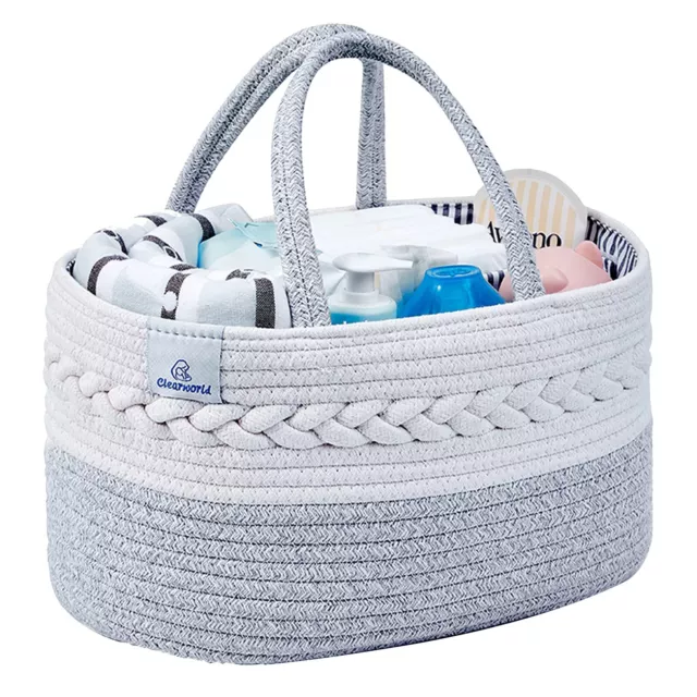 Baby Diaper Caddy Organizer - 100% Cotton Rope Nursery Storage Bin for Changi...