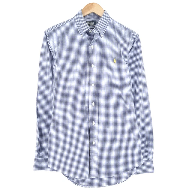 Polo Ralph Lauren Quadretti Blu Camicia Manica Lunga Uomo TAGLIA S