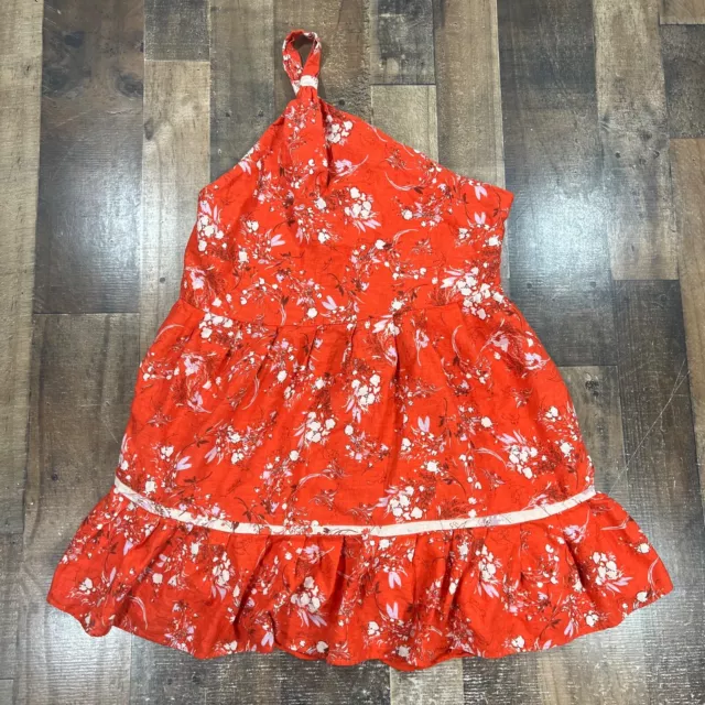 Free People Womens Dress Medium Red All Mine Floral Mini One Shoulder Flowy