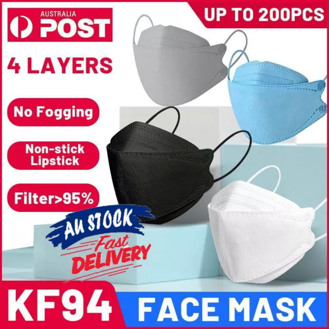 50/100PCS 4-Layer KF94 Face Mask Comfortable 3D Mouth Filter Protective Covers