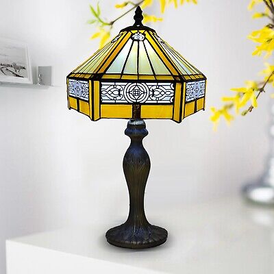 Tiffany 10 inch Hexagon style table Lamp Beautiful Hand Crafted Stained Glass