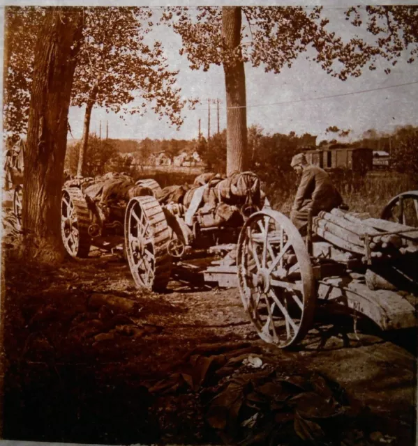 Le Rouville Americains Obusiers Photo Vue Stéréo Plaque Verre Guerre 1914 18 Ww1