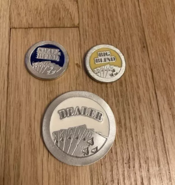 poker Dealer Button Pewter Set Of 3