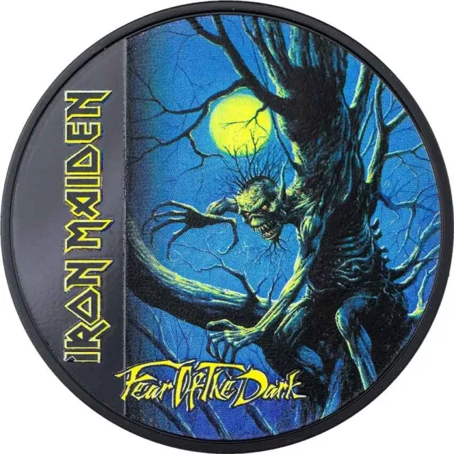 IRON MAIDEN FEAR OF THE DARK 2022 1 oz Silver Obsidian Black Coin Cook Islands