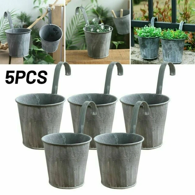 5 X Hängetopf Blumentopf Hängetöpfe Garten Balkon Blumen Topf Kräutertopf Zink