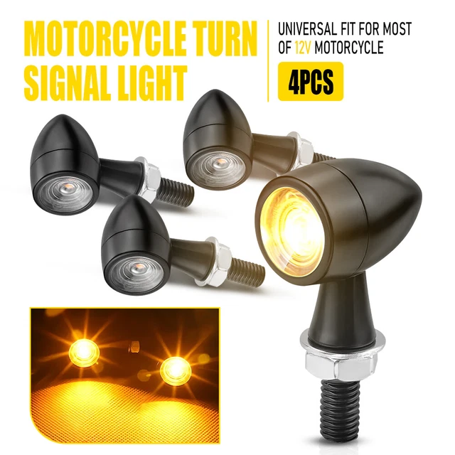 Uoww 2PCS Clignotant E24 Mini LED 12V Indicateurs, Moto Indicateurs Bullet, Voyant Lumineux Etanche IP65 Testé E,Clignotant M8 Pour Cyclomoteur Scooter