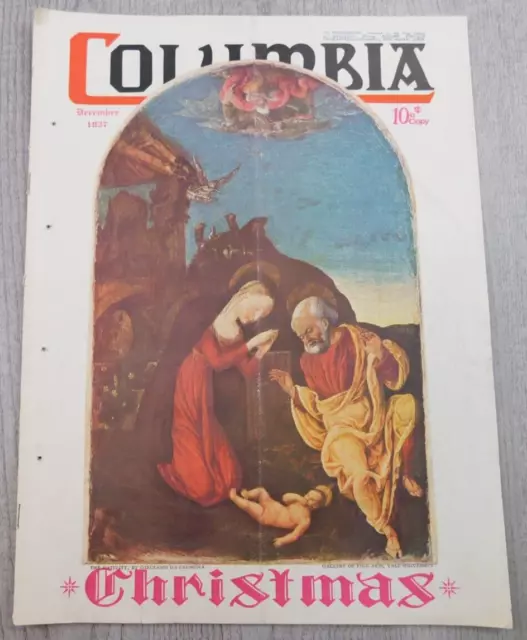 Vintage Columbia Magazine DEC 1937 Largest Catholic Mag in World Religious Ads