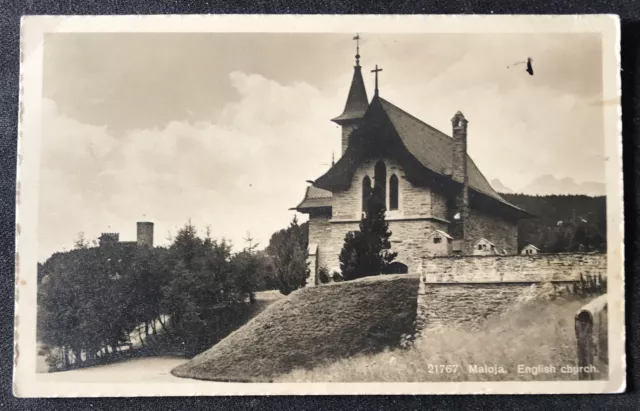 sehr alte PK Schweiz von 1913 / „reformierte Kirche“ in Maloja 7516 Graubünden