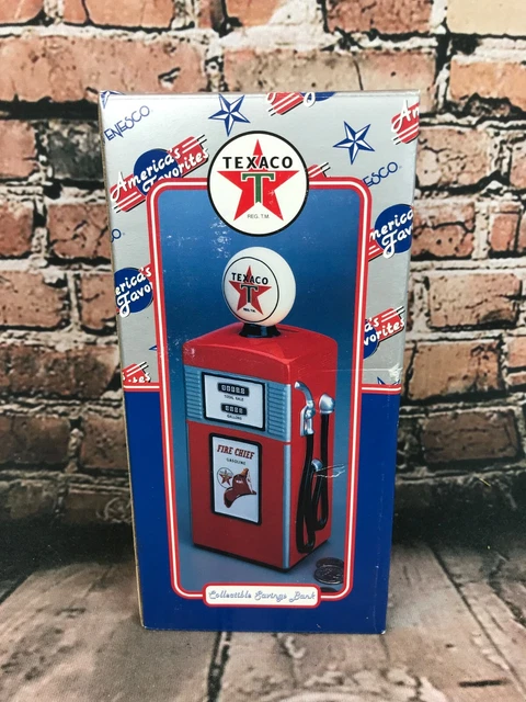 Texaco Fire Chief Gas Pump Ceramic Coin Bank NOS w/ Box & COA