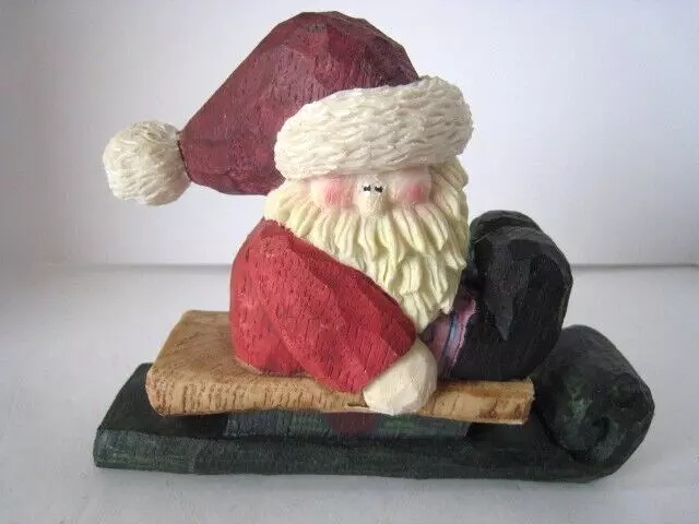 VTG 1997 Crazy Mountain Santa Claus On Sled Christmas Ornament Signed
