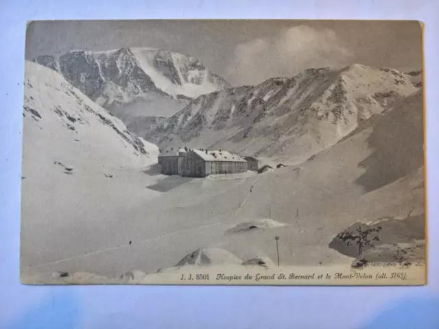 Cartolina Hospice du Grand St. Bernard et le Mont-Velan piccola viaggiata 1912