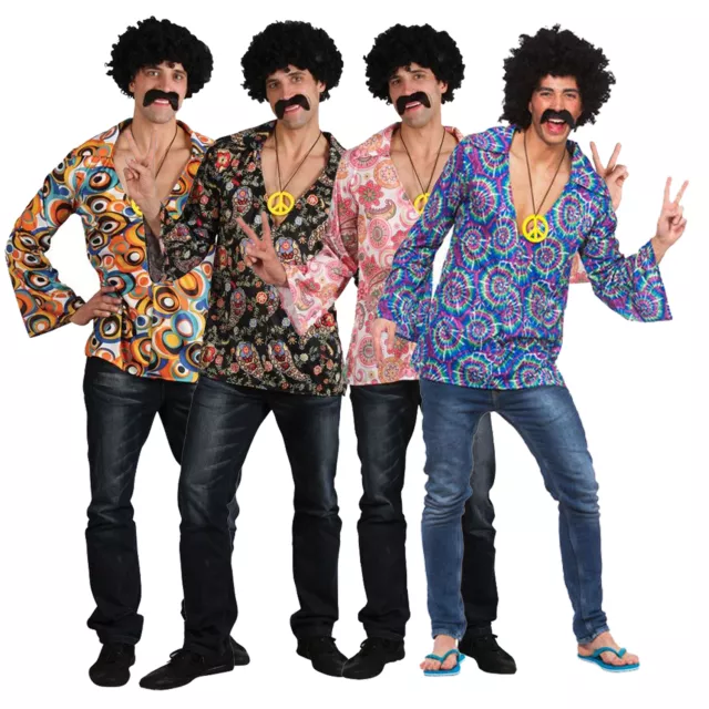 Mens Hippie Shirts Fancy Dress Costume Outfit 60S 70S Hippy Groovy Disco  Peace £11.75 - Picclick Uk