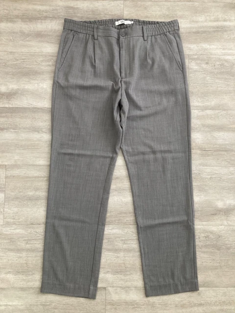 Pantalon CELIO 38 Beige Rayé - Coupe Droite, Coton, Neuf Avec étiquettes
