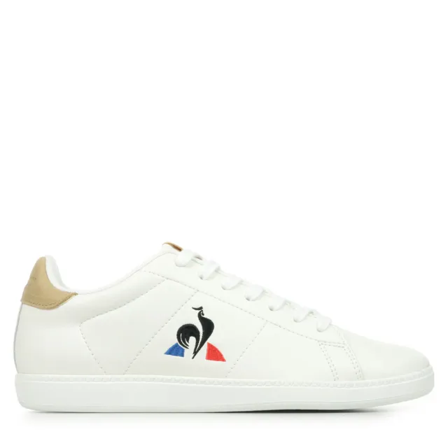 Chaussures Baskets Le Coq Sportif homme Courtset 2 Blanc Blanche Cuir Lacets