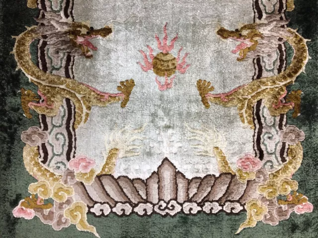 Alter gebrauchter chinesischer Seide handgefertigter Drache Wandteppich Teppich Größe: 4,8 x 2,4 Fuß 3