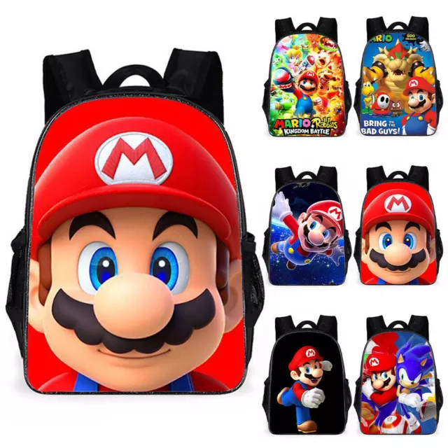 Super Mario Backpack Kids Boys Girls School Shoulder Bag Travel Rucksack Bookbag