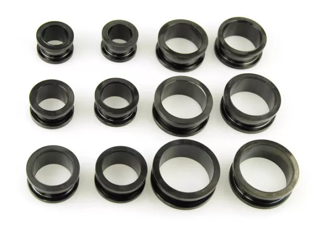 Ear Plug 316L Surgical Steel "Black" Color Double Flare Eyelet Tunnel Plug 6size