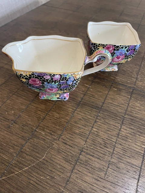Royal Winton Grimwades Hazel Chintz Creamer & Open Sugar Bowl England 3