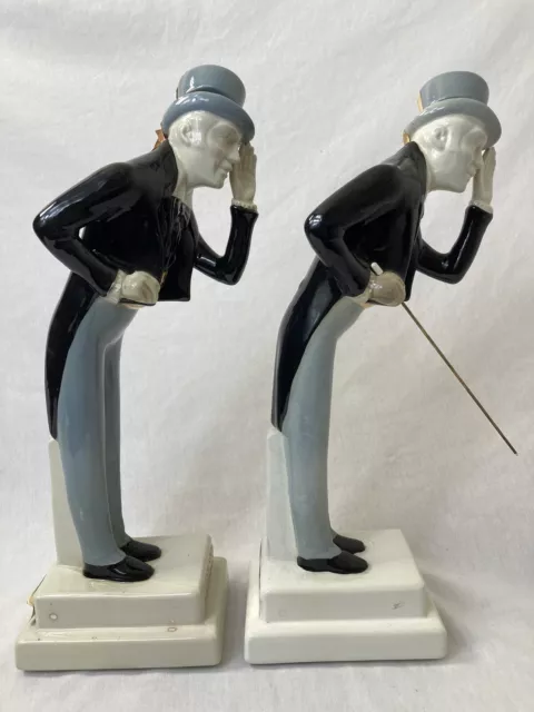 VTG 1968 I W Harper Lot Of 2 Kentucky Bourbon Whiskey Decanter Man in Topcoat 2