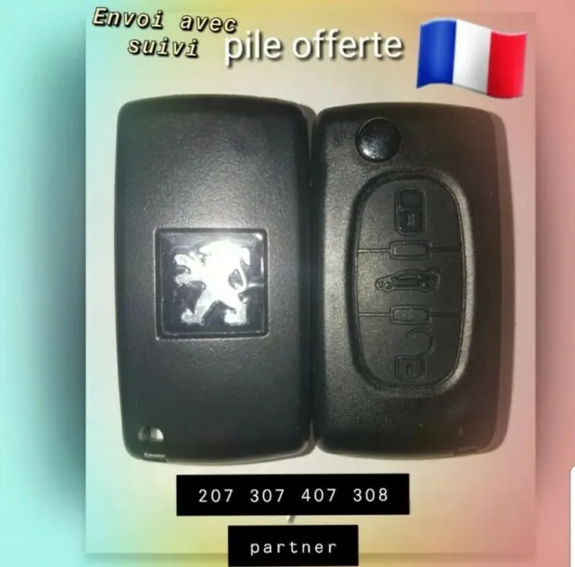 coque clé Peugeot Citroen CE0532 3 bouton pr Partner Berlingo Jumpy 407 C4  +PILE