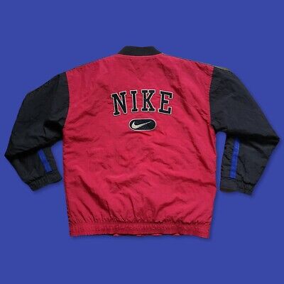 Nike Vintage 90s Lined Bomber jacket red black size XL Swoosh Spellout jordan