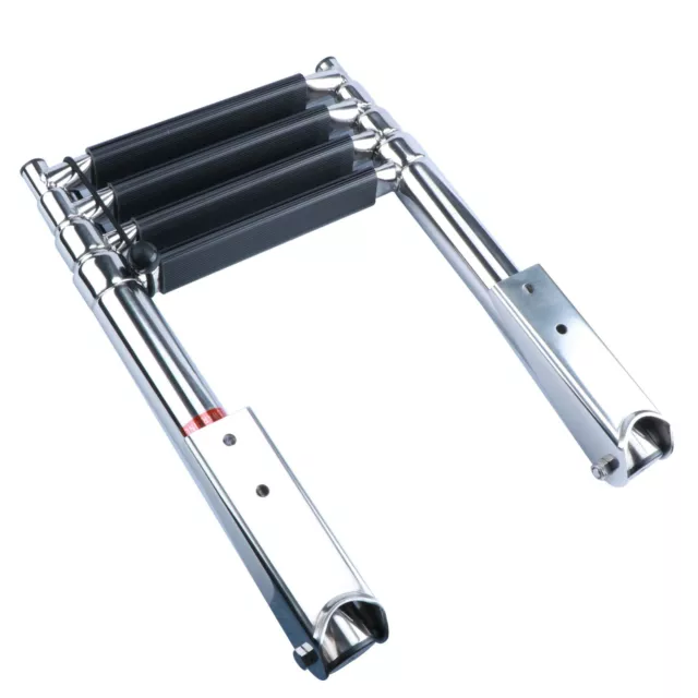 Folding 4 Step Boat Ladder Stainless Steel Telescoping Extension Pontoon Ladder