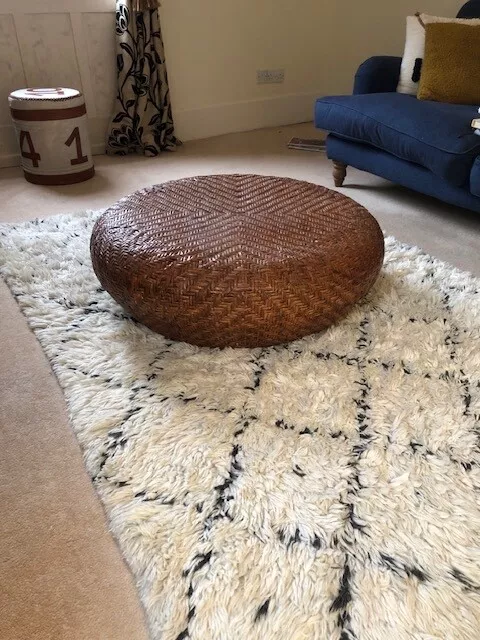 Vintage Wicker Round Coffee Table boho