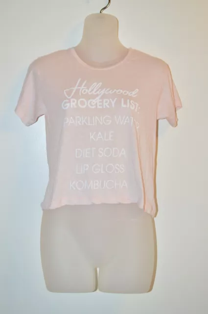 Wildfox S Graphic Tee Shirt Top Hollywood Grocery List Blush Pink T-Shirt