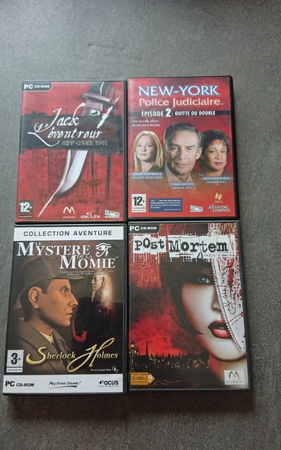 lot de 4 jeux d'enquêtes pc cd-rom
