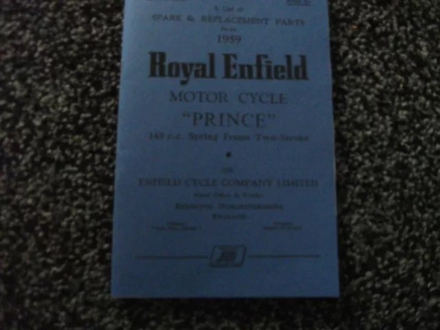 Royal Enfield 150 Prince Parts Book 1959