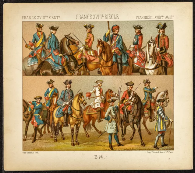 1890 - Costumes militaires sous Louis XV - France - Uniformes français