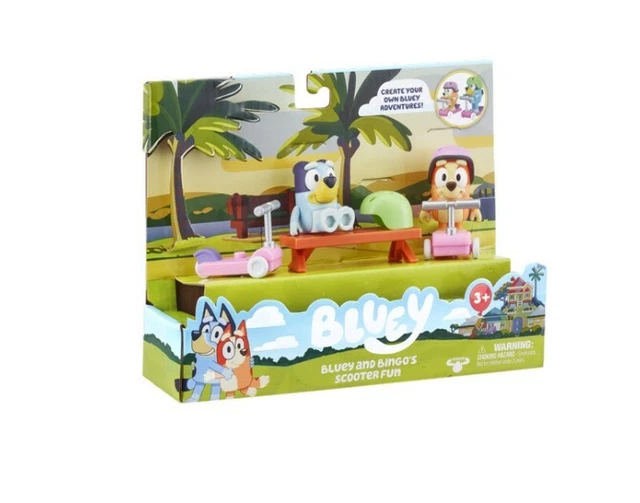 BLUEY &BLUEY AND Bingo's Scooter Fun" Toy Figures Set New 2021 EUR 9,12