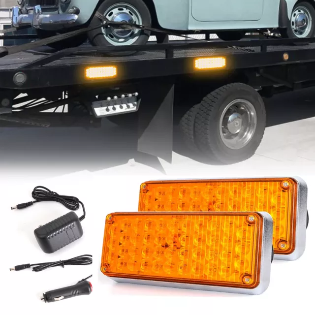 2PCS Rechargeable Portable LED Strobe Light Magnetic Flashing Trailer Road Light