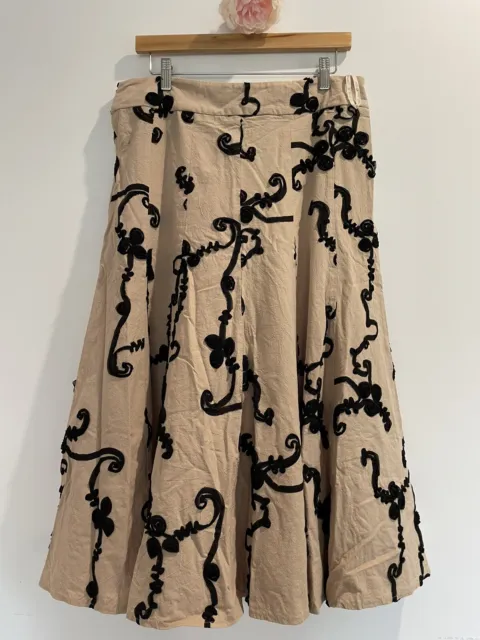 Blooms by Sylvia Dove Size 14 Vintage Australian Designer Linen Feel Midi Skirt