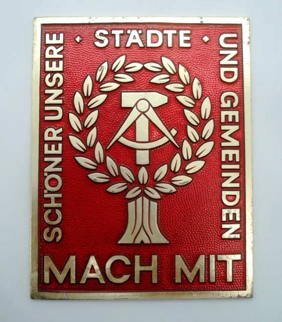 DDR NAW Auszeichnung Plakette MACH MIT Schöner unsere Städte & Gemeinde