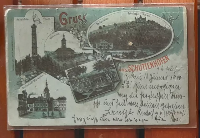 BÖHMEN , Gruß aus Schüttenhofen - BÖHMERWALD , SUSICE  11.01.1900 Graz