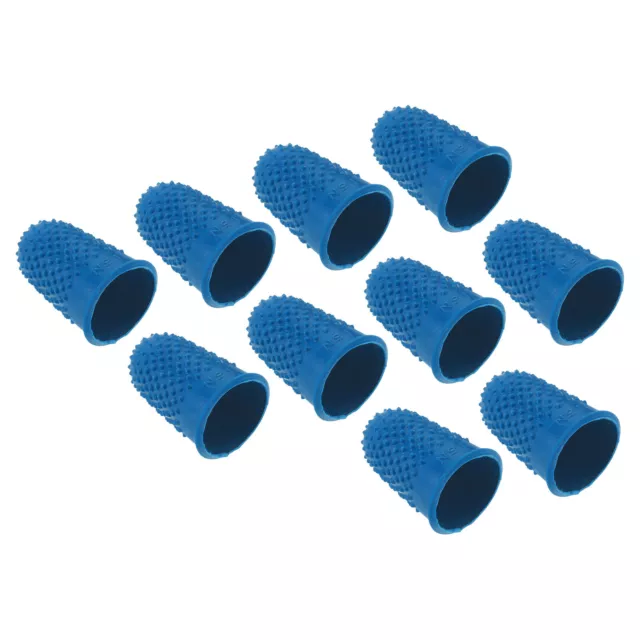 20pc Rubber Finger Tips Thumb Fingertip Protector Thimble Grips Blue Medium Size