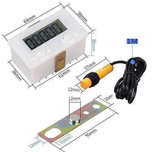 LCD Magnetic Induction Digital Rotary Industry Counter Proximity Switch Sensor 3