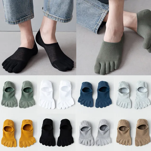 Men Ankle Five Finger Toe Socks Cotton Low Cut Solid Casual Breathable Hosiery /