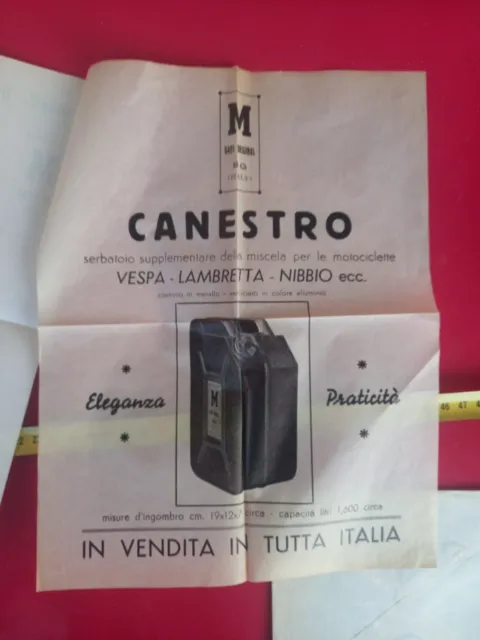Vespa Faro Basso Lambretta Nibbio "Canestro" Depliant Tanica Mayer 1947