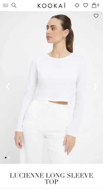 Brand New Kookai Lucienne White Long Sleeved Crop Top, Size 1