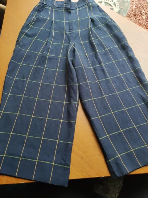 McQ Alexander McQueen Tartan Pants Navy made in Italy sz XXS, UK 2 to 4