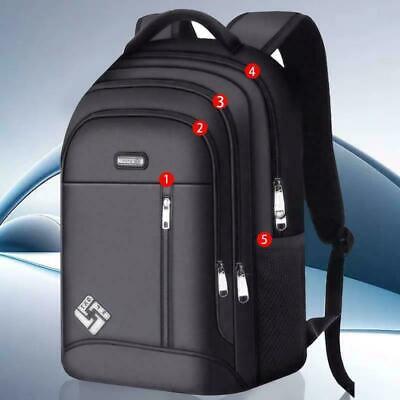 US Fashion Men Oxford School Backpack Notebook Students Travel Bag With USB L