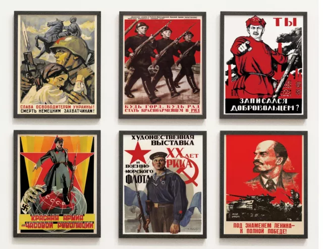 als Set: 6 Poster 2. Weltkrieg Sowjetunion Russland Rote Armee CCCP UdSSR Plakat