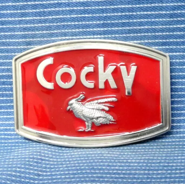 Parrot Belt Buckle Cocky Bird Promo Red on Silver Tone Metal Vintage     .PCB820