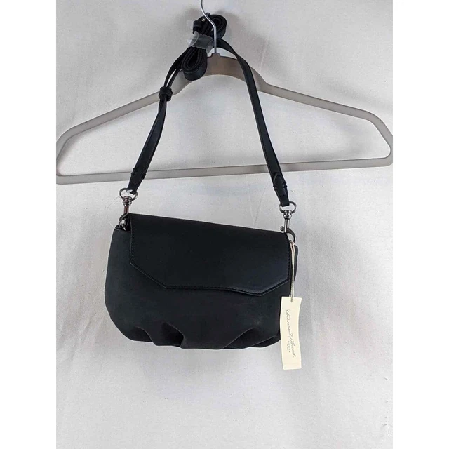 Pleated Crossbody Bag Universal Thread Black Snap Closure Faux Leather Magnetic