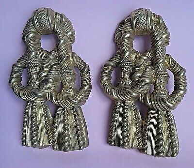 Antique 19thC Pair 6 3/4" French Ormolu Bronze Picture Hook Cover Rope Tassels