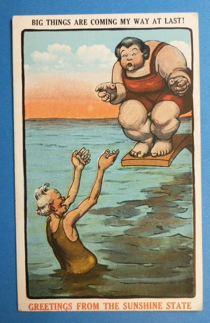Humor - Comic Postcard, Big Things are Coming My Way at last - vintage PC