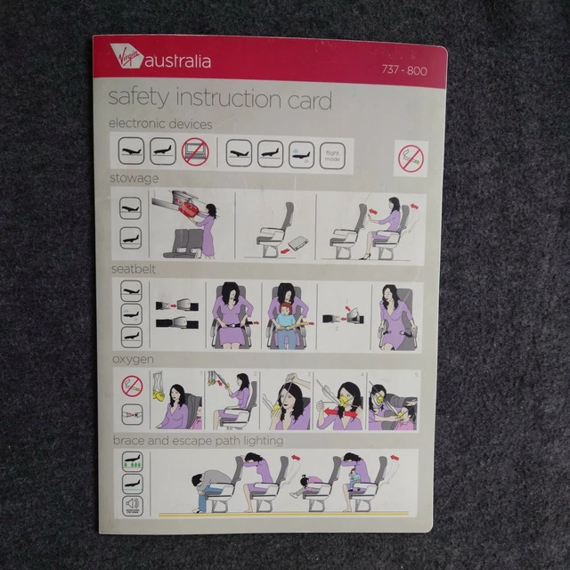 VIRGIN AUSTRALIA BOEING 737800 safety card £3.00 PicClick UK